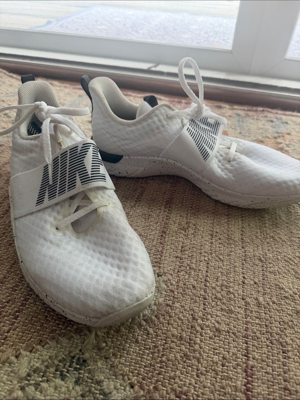 Nike TR 9 White Athletic Sneakers with Black Strap Detail